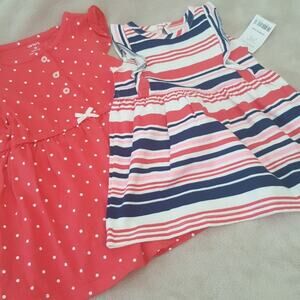 Carters 2 girls cotton dresses size 9 months